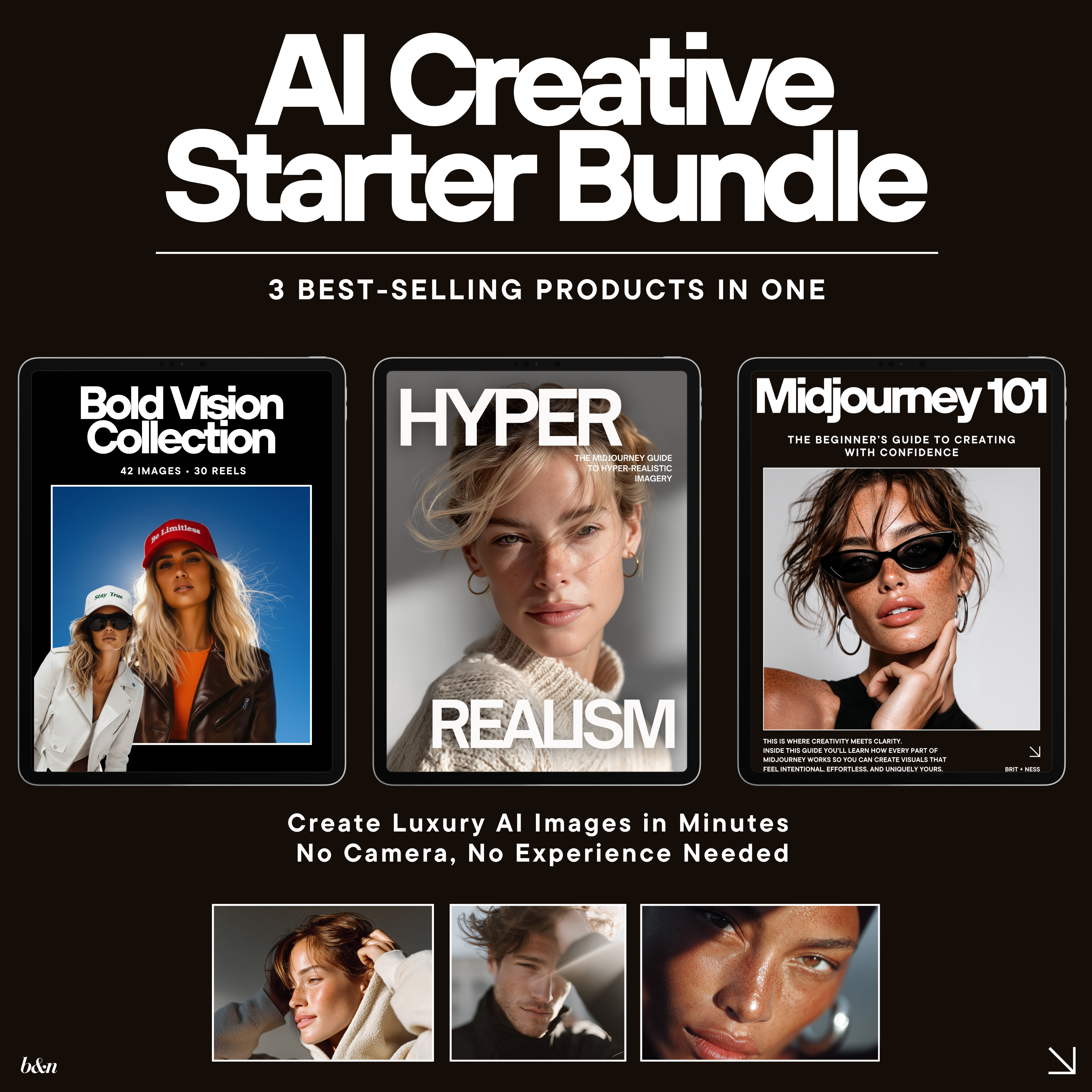 AI Creative Starter Bundle | Hyperrealism 101 + Midjourney 101 + Bold Vision Image Library + Motion Made Easy (Bonus)