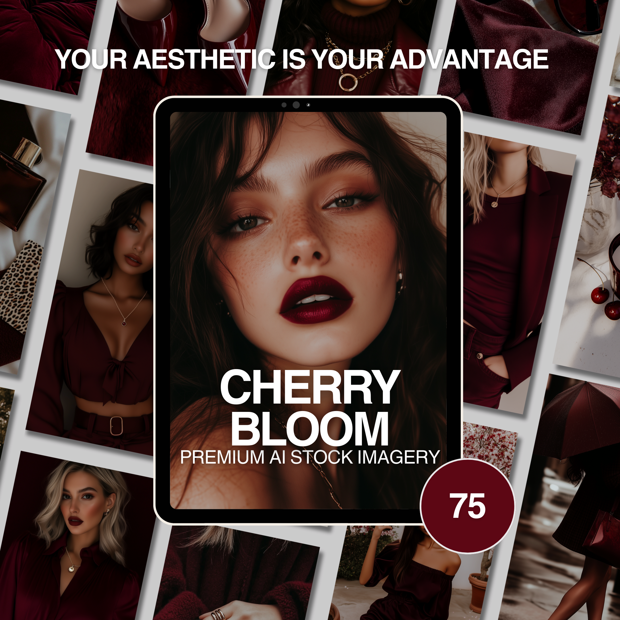 Cherry Bloom | Dark Red Luxe Aesthetic Image Pack