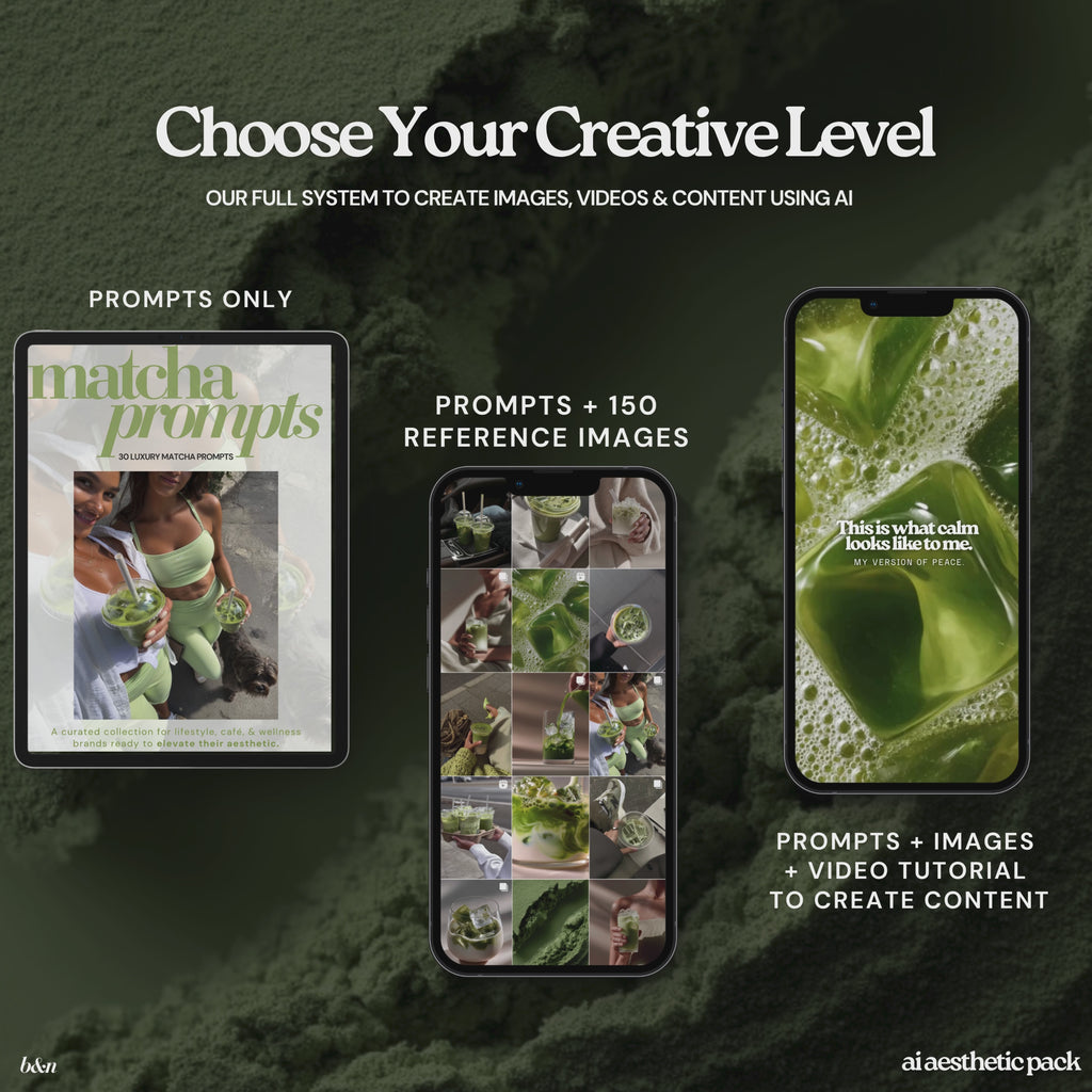Matcha AI Aesthetic Pack Prompts, Images + Video Tutorial